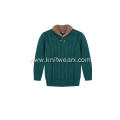 Boy's Knitted Cable Front Buttoned Shawl Neck Pullover